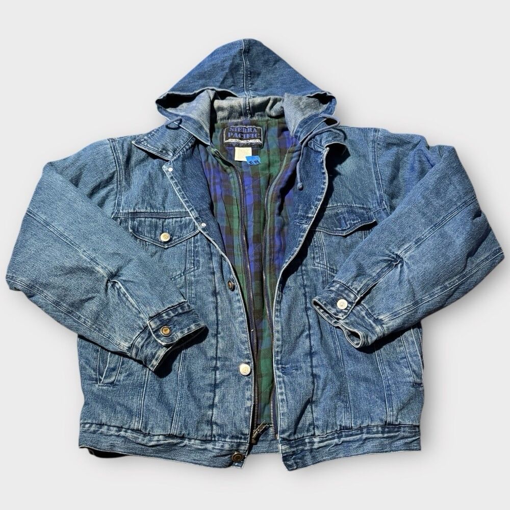 Vintage Sierra Pacific Jacket Adult M Blue Denim Jean Heavy Lined Workwear 1990s